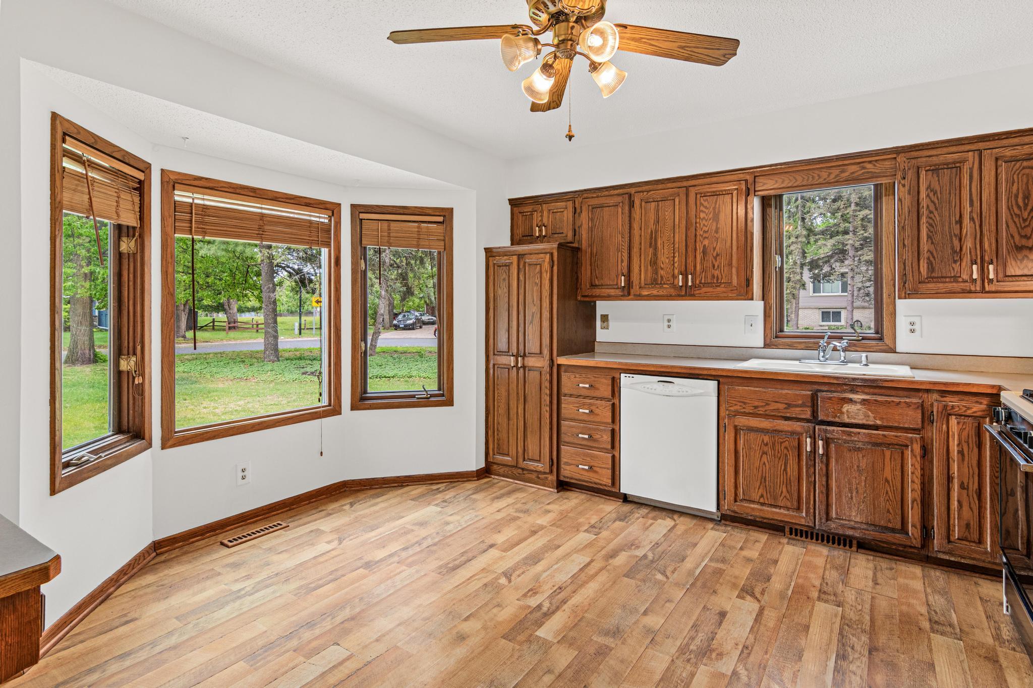 Front facing kitchen window system brings in ample light.
