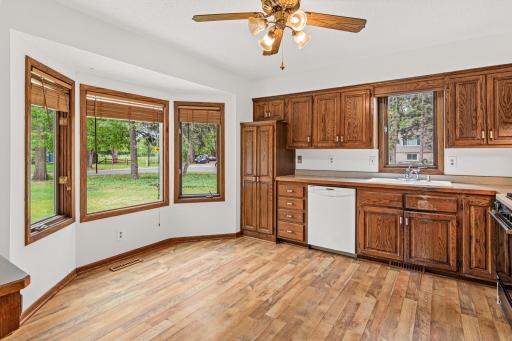 Front facing kitchen window system brings in ample light.