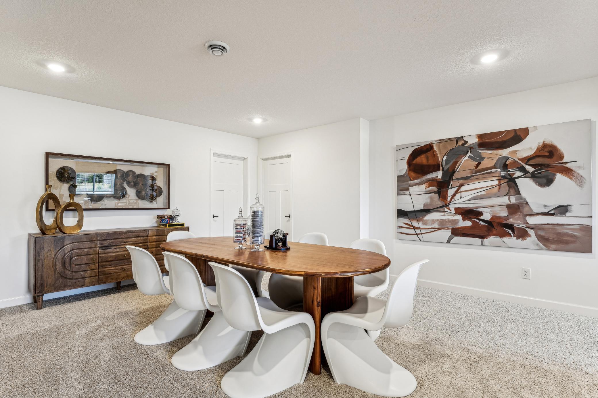 (Photo of a decorated model, actual homes finishes will vary) The recreation room.