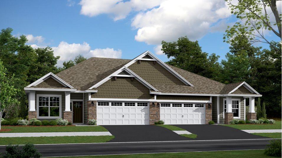 (Exterior rendering, actual home's finishes will vary.)