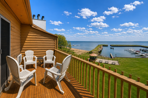 Scenic views on your balcony at your new condo that overlooks the beautiful lake Mille Lacs in Minnesota.