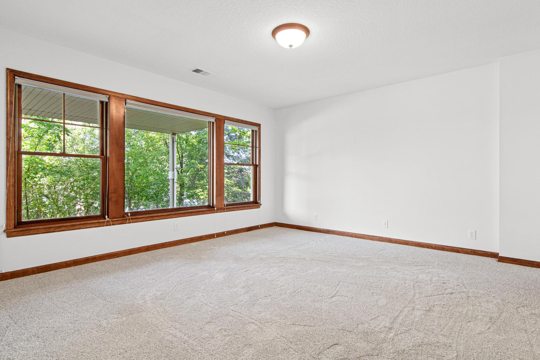 HUGE lower level bedroom with windows facing the lake.