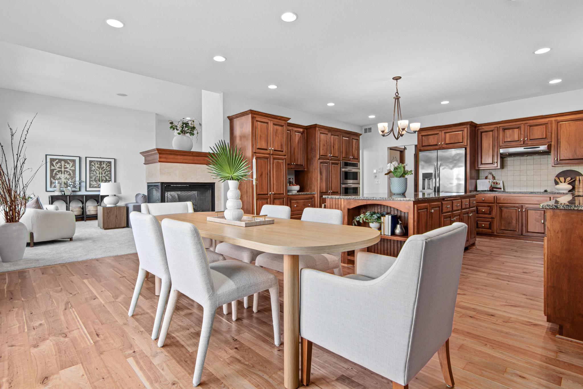 Dining space flows into the kitchen creating a smooth dining experience.