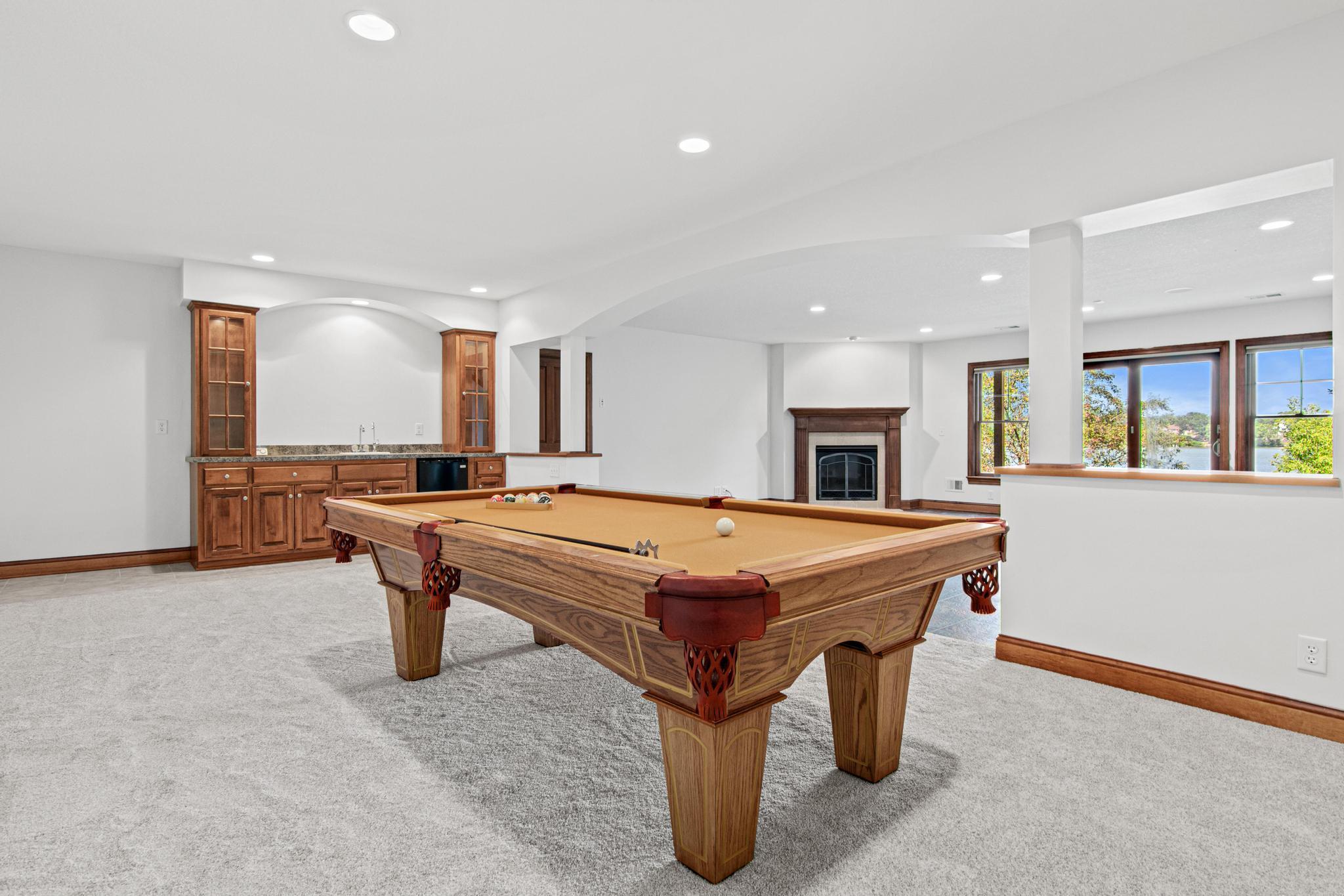 Lower level game room with a fully functioning wet bar!