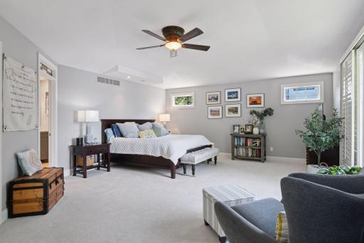 Serene primary bedroom with update bath and closet