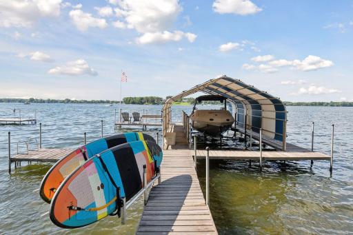 Room for all your lake accessories on the dock or on the lake shore