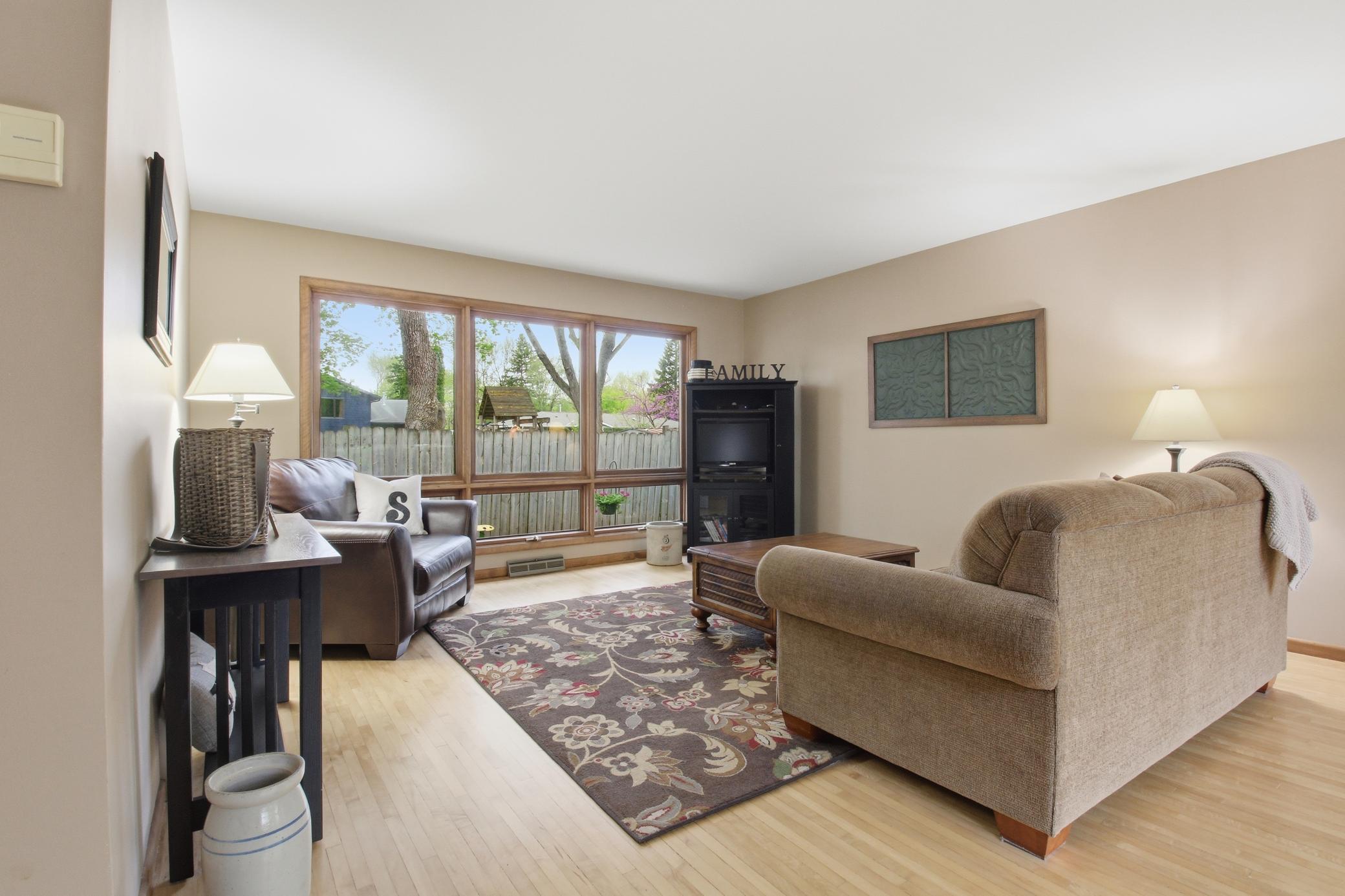 Living Room with beautiful hardwood floors!