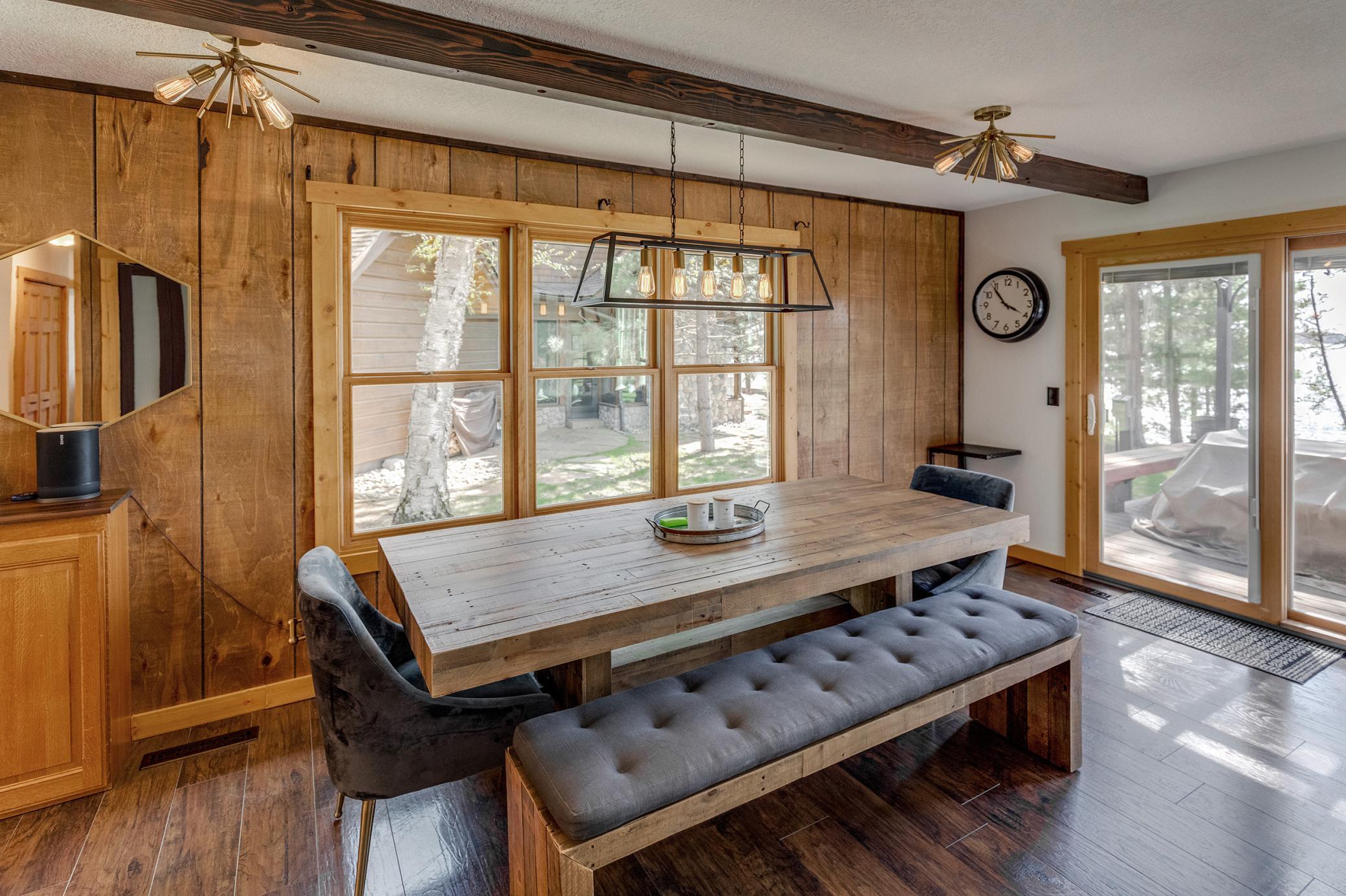 Dining area with views of the lake.