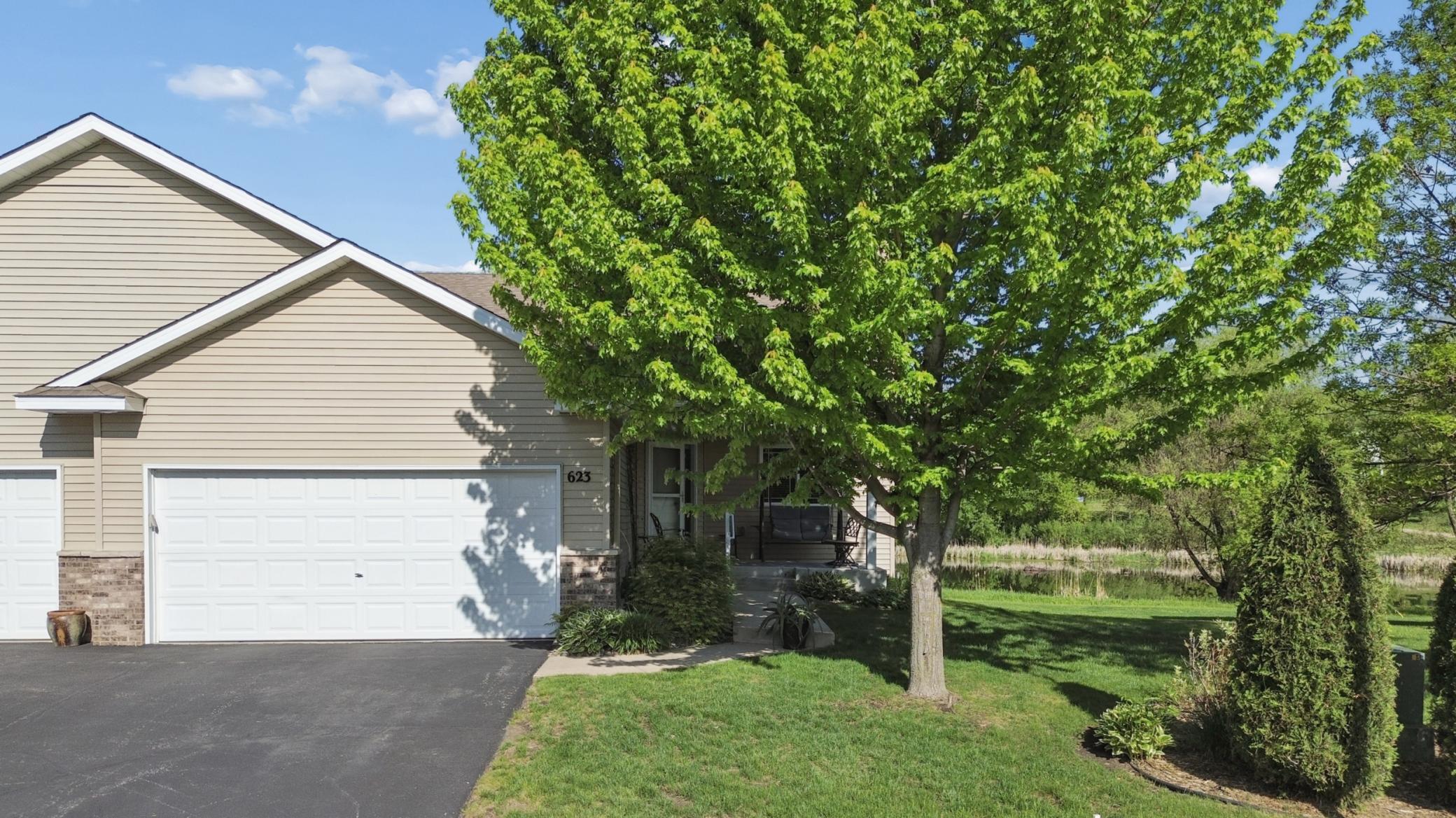Welcome to 623 Amber Lane! This one-level townhome offers 3 bedrooms and 3 bathrooms, and backs up to a picturesque pond.