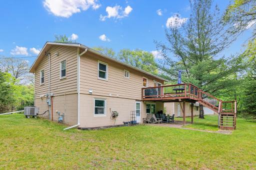 Back view of the property, easy walk out from the basement or come from the deck upstairs.