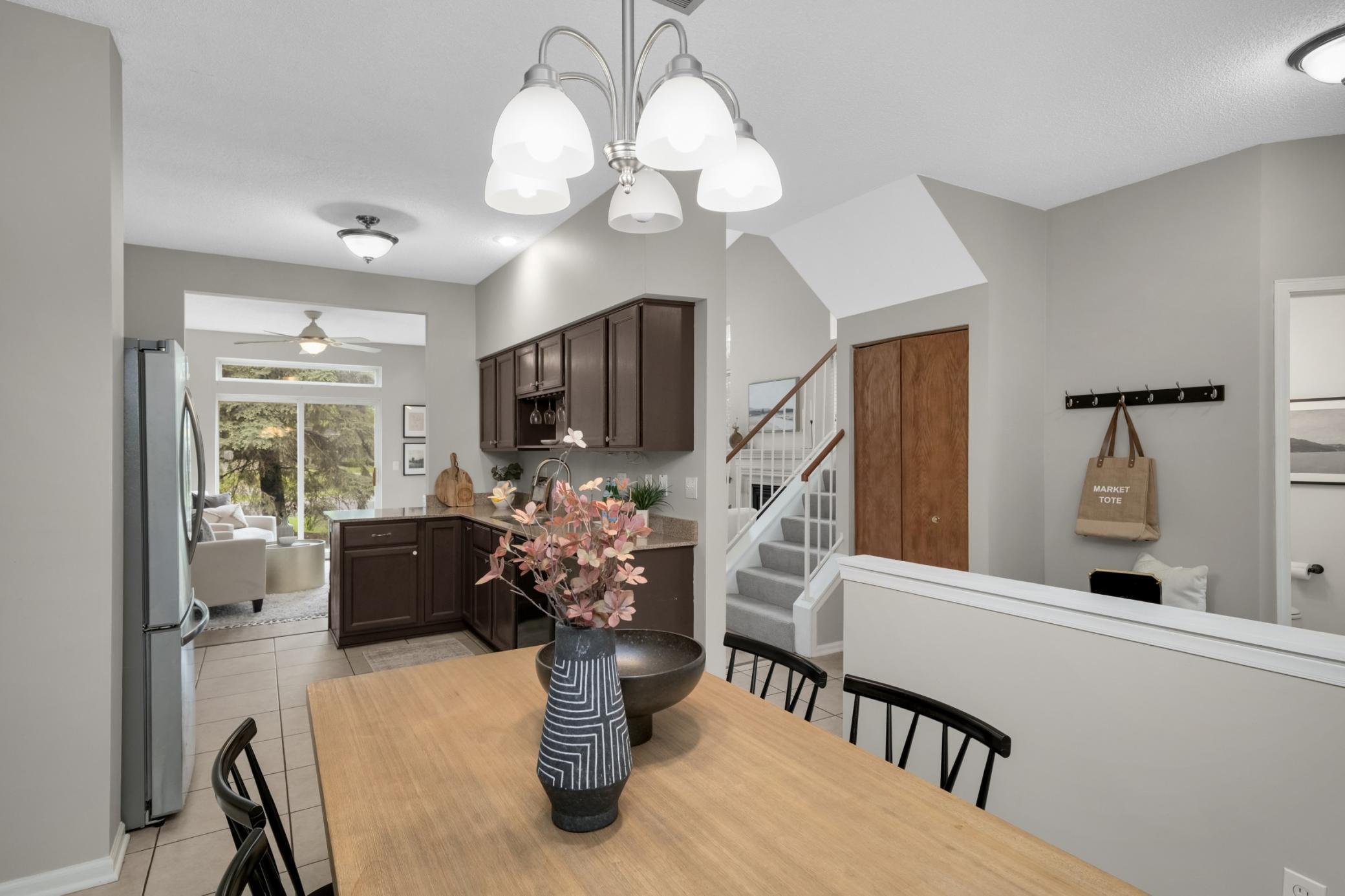 Dining space opens to the kitchen