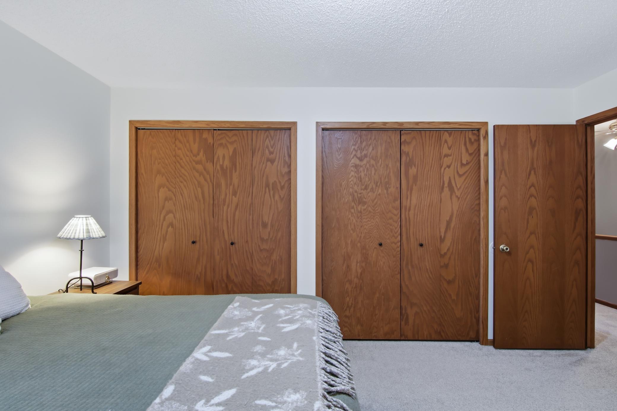The closets extend the depth of the room.