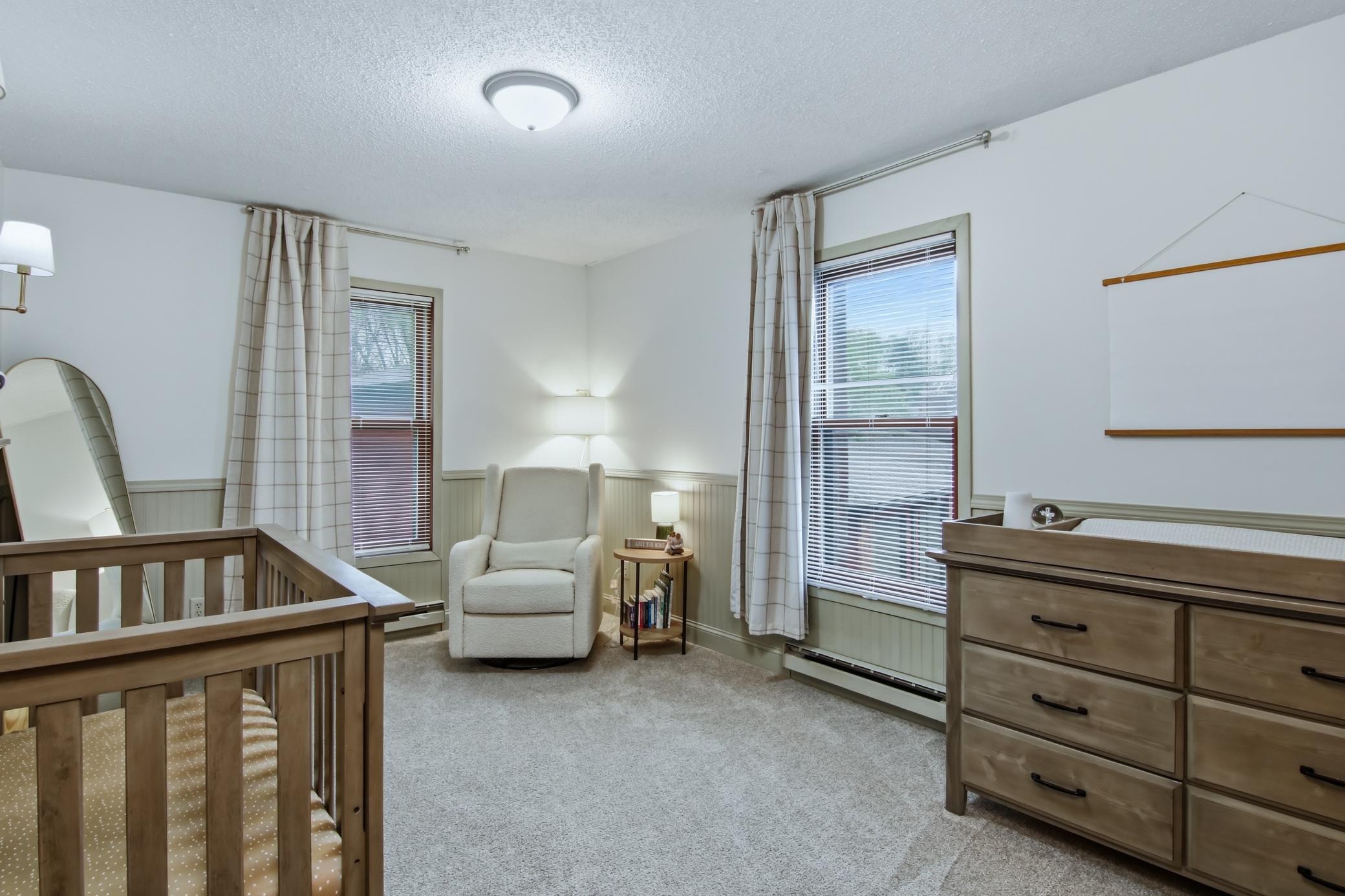 The second bedroom is finely updated.