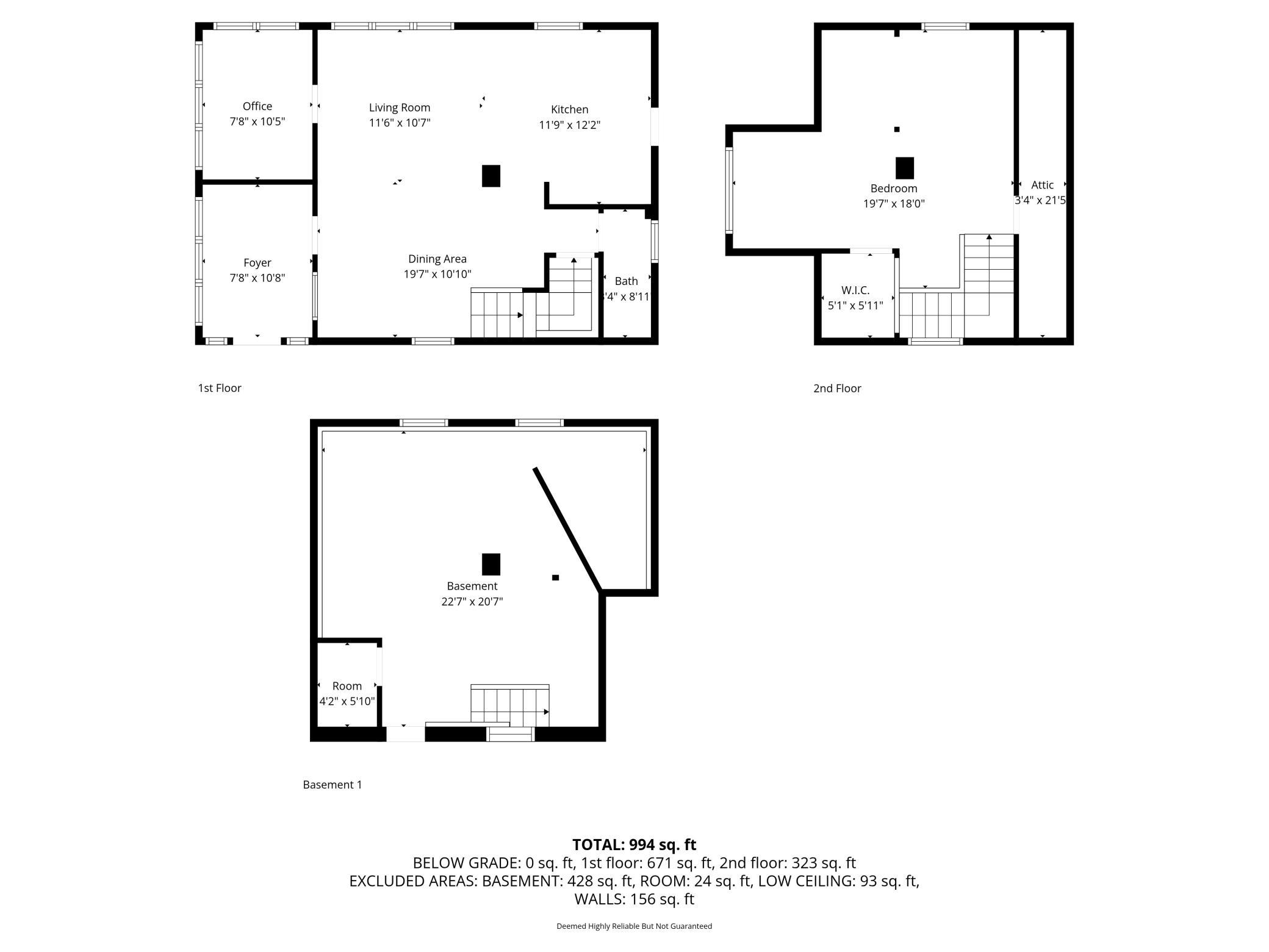 3 Levels Floor Plan w/ Measurements