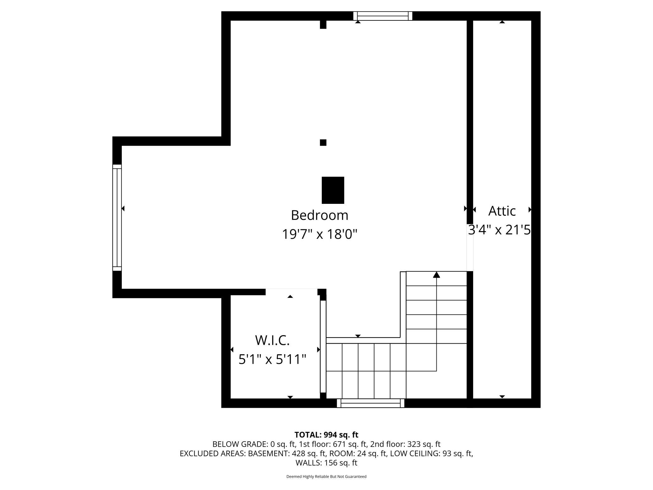Upper Level Floor Plan w/ Measurements