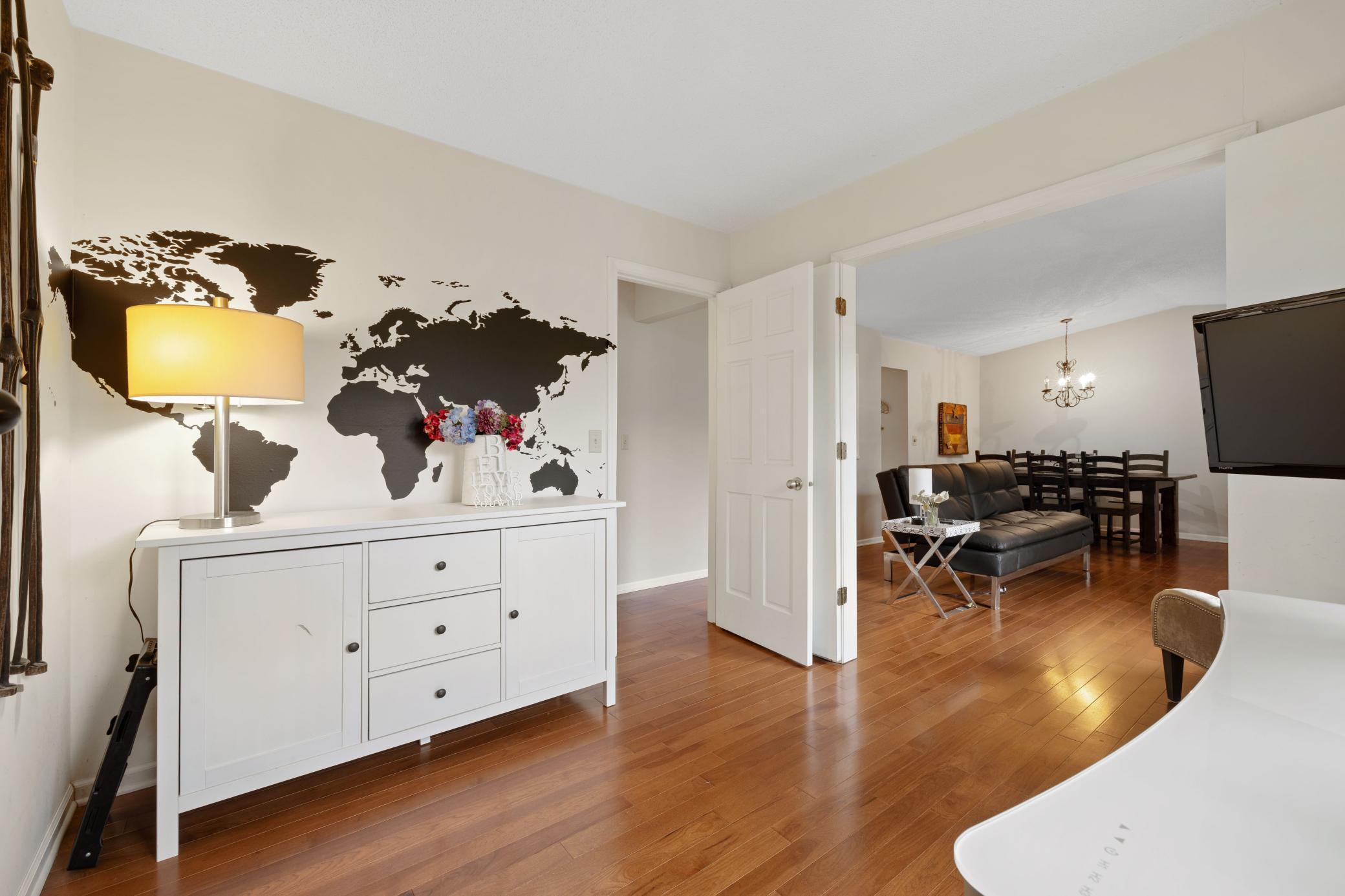 Bedroom/Office, double doors to living room.