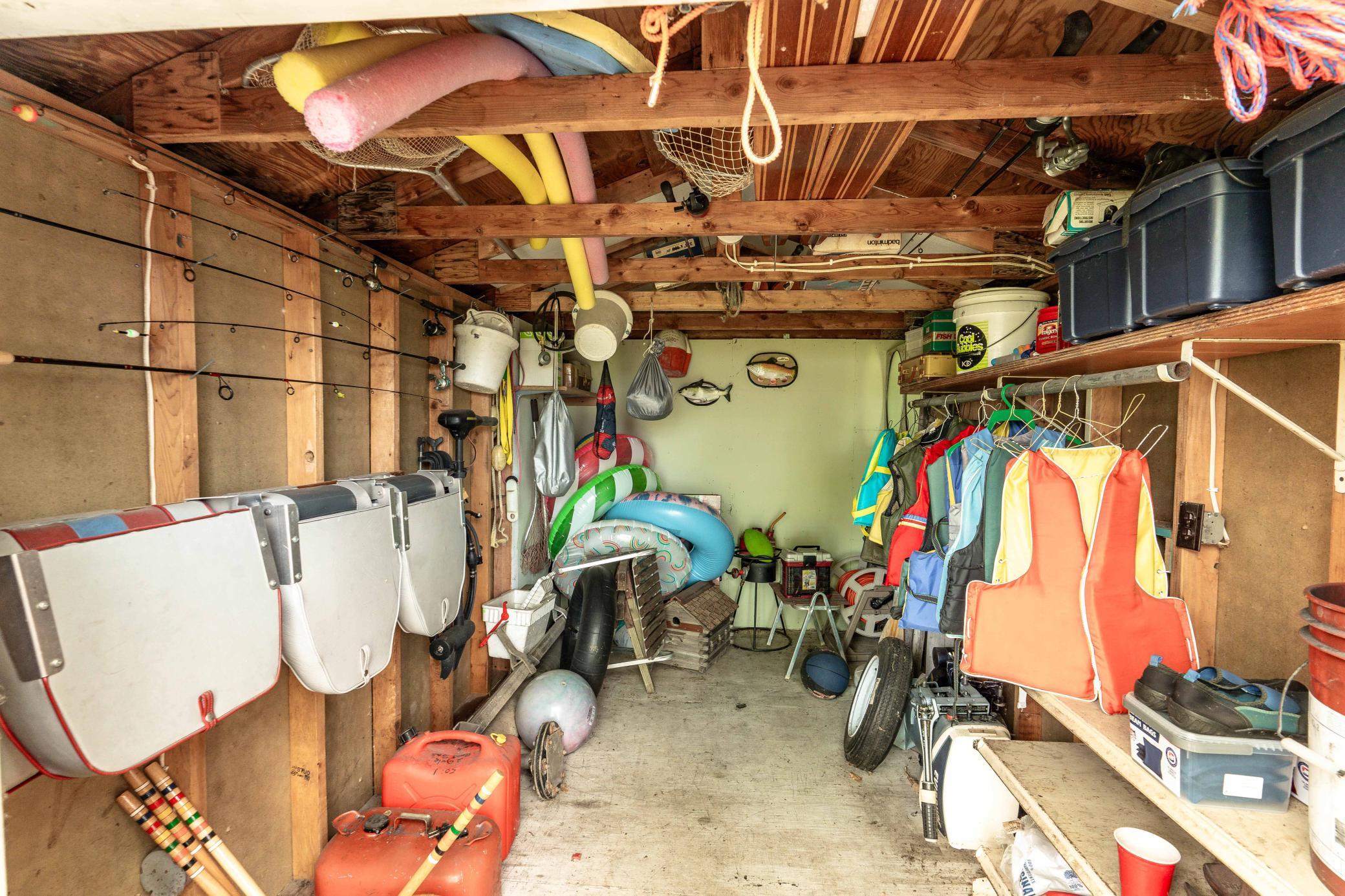 Storage shed interior