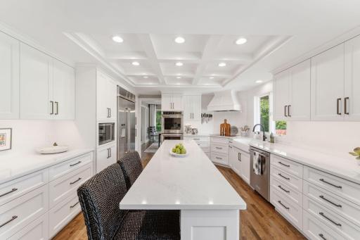 Cambria quartz tops this nearly 9' long island