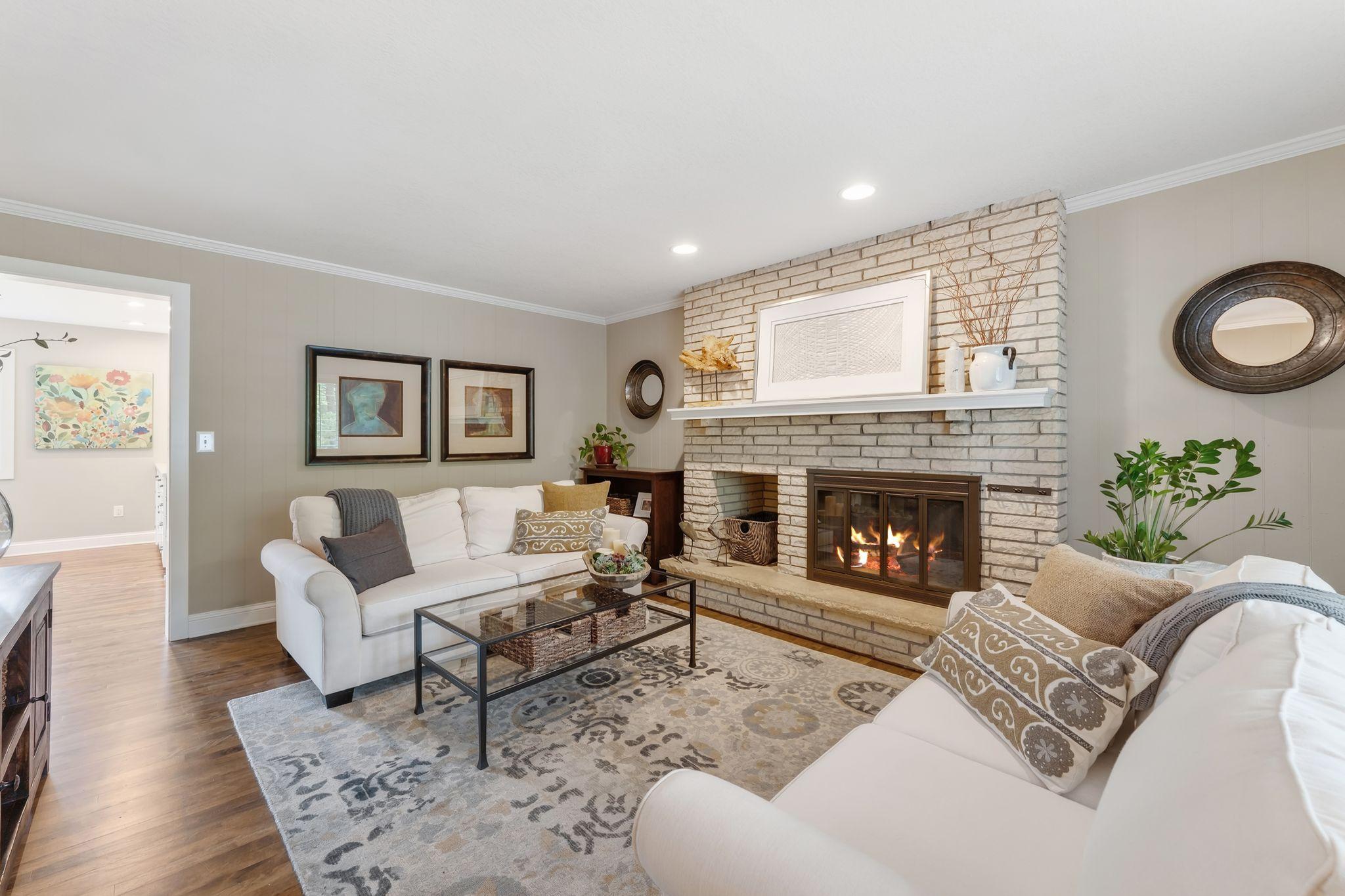 Enjoy a good book or your favorite show in front of the fireplace.