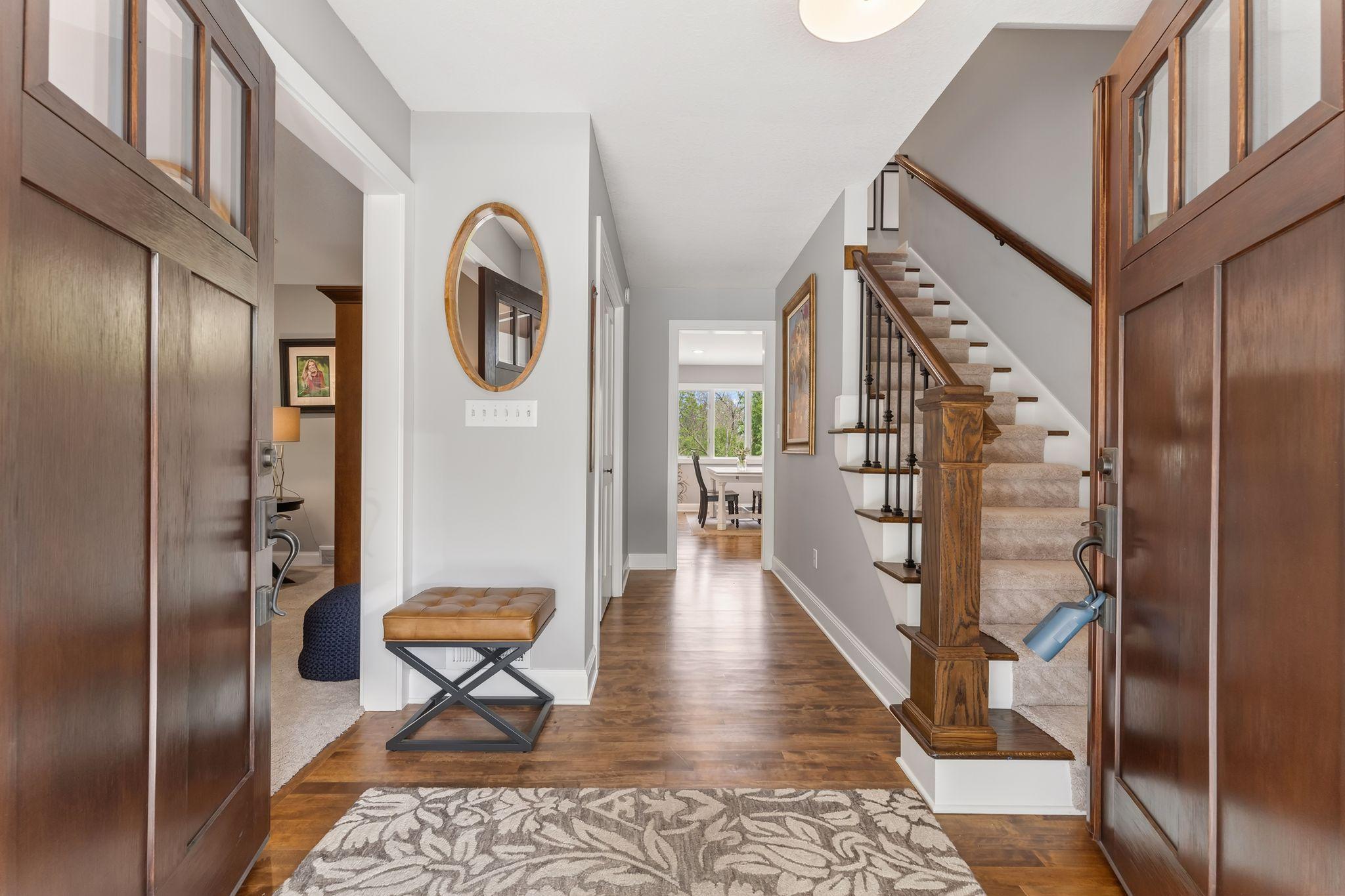 A generous foyer welcomes guests in style.