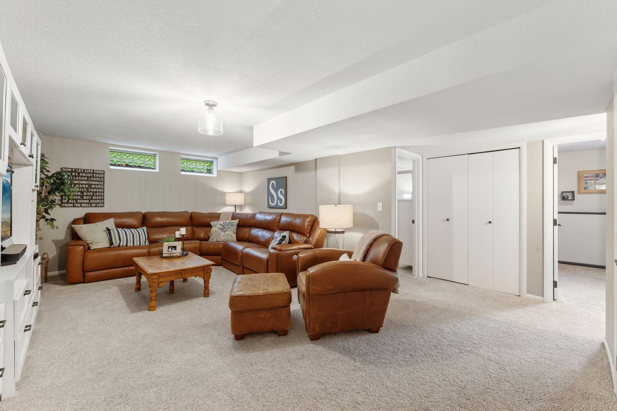 The family room accommodates a whole crowd.
