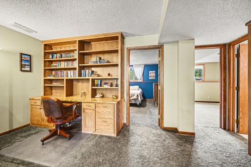 Desk and bookshelf are built-in and will stay with the sale. Two bedrooms and full bath with soaking tub.