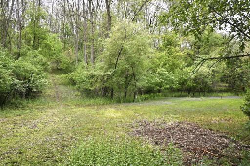White Pine Trail that connects to the Belwin Conservancy. To the right of the pictures is your new backyard. There is a firepit in the tree clearing as well.