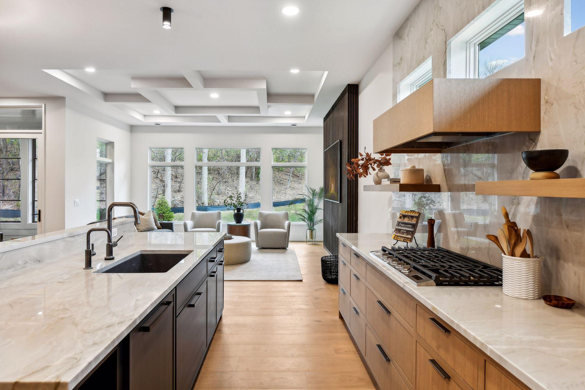 Wide walkways in kitchen