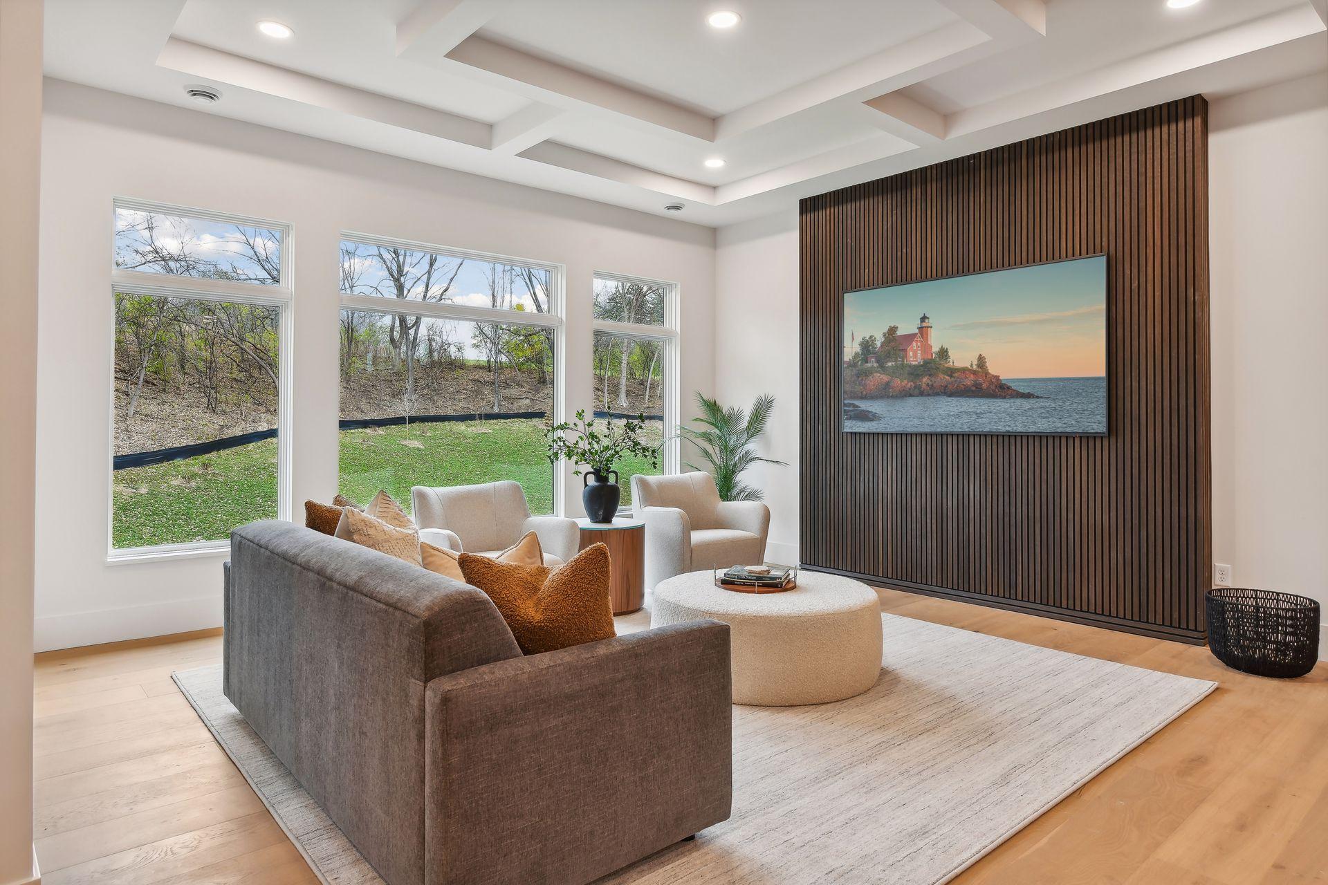 Living room with large windows