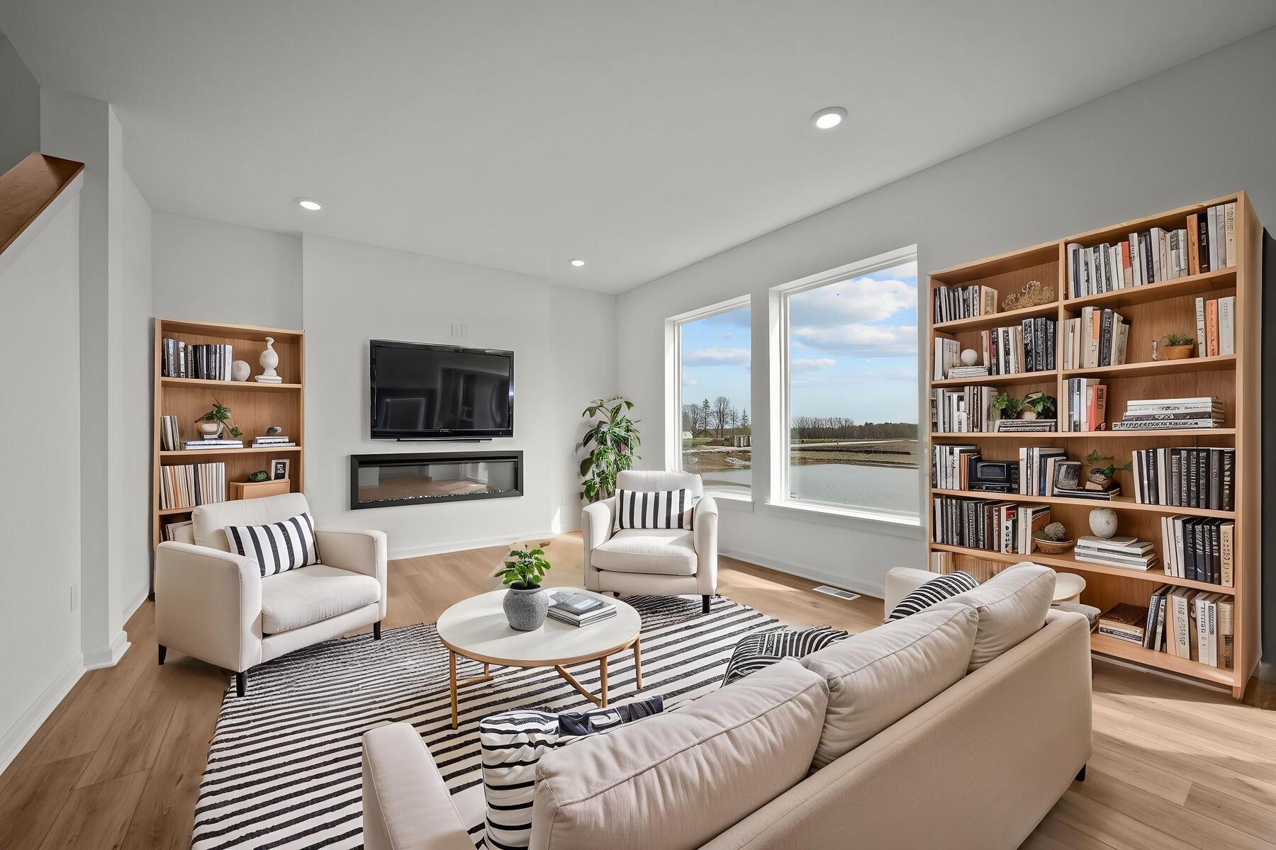 Spacious family room in the McBee plan designed for everyday comfort and connection. Images are from a similar home, interior selections may differ - Virtual Staging