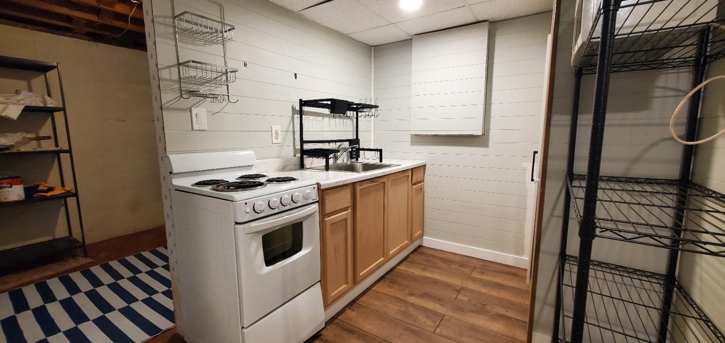 Lower level kitchenette with fridge