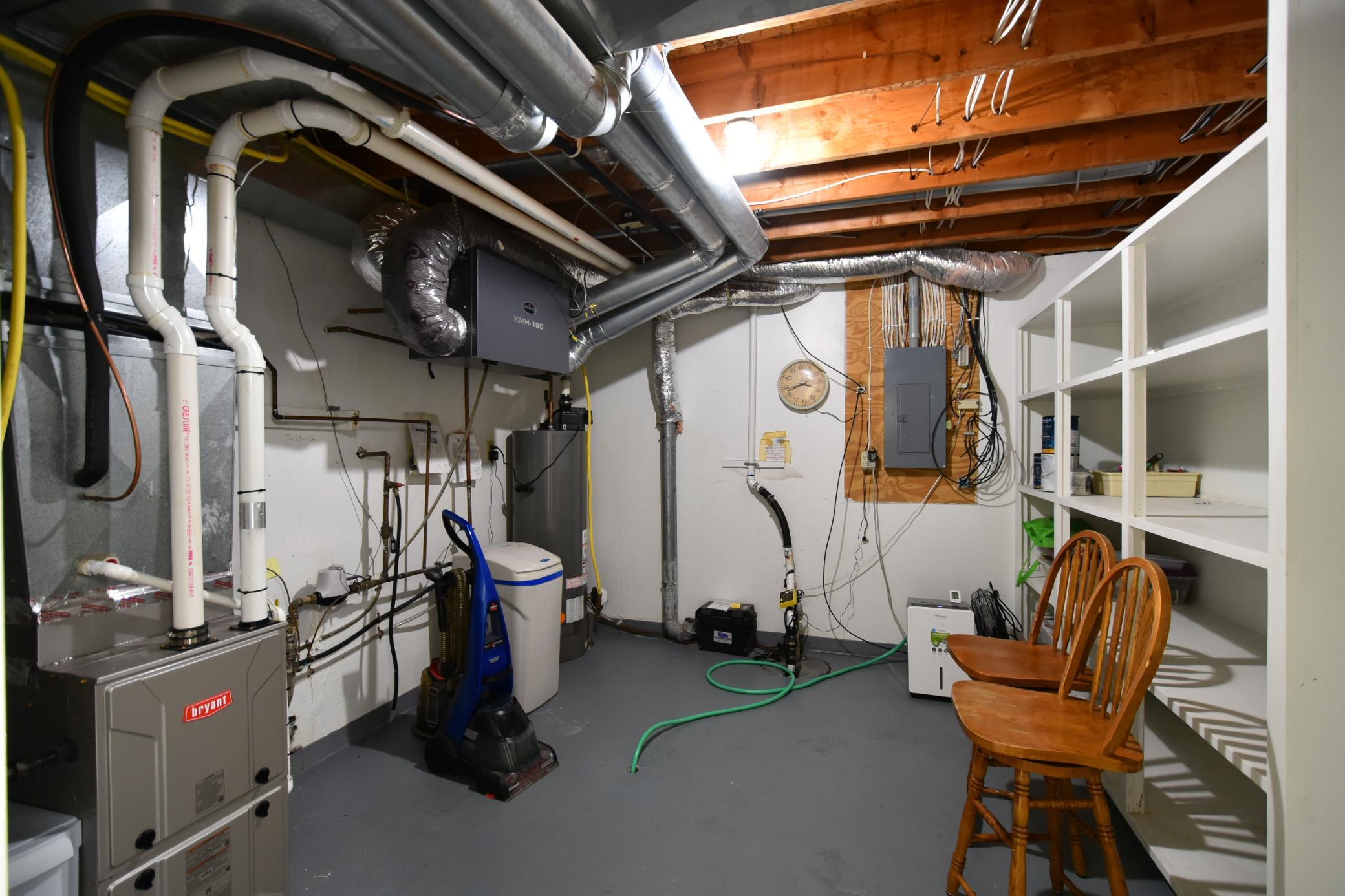 Utility room-updated furnace, water heater, & softener