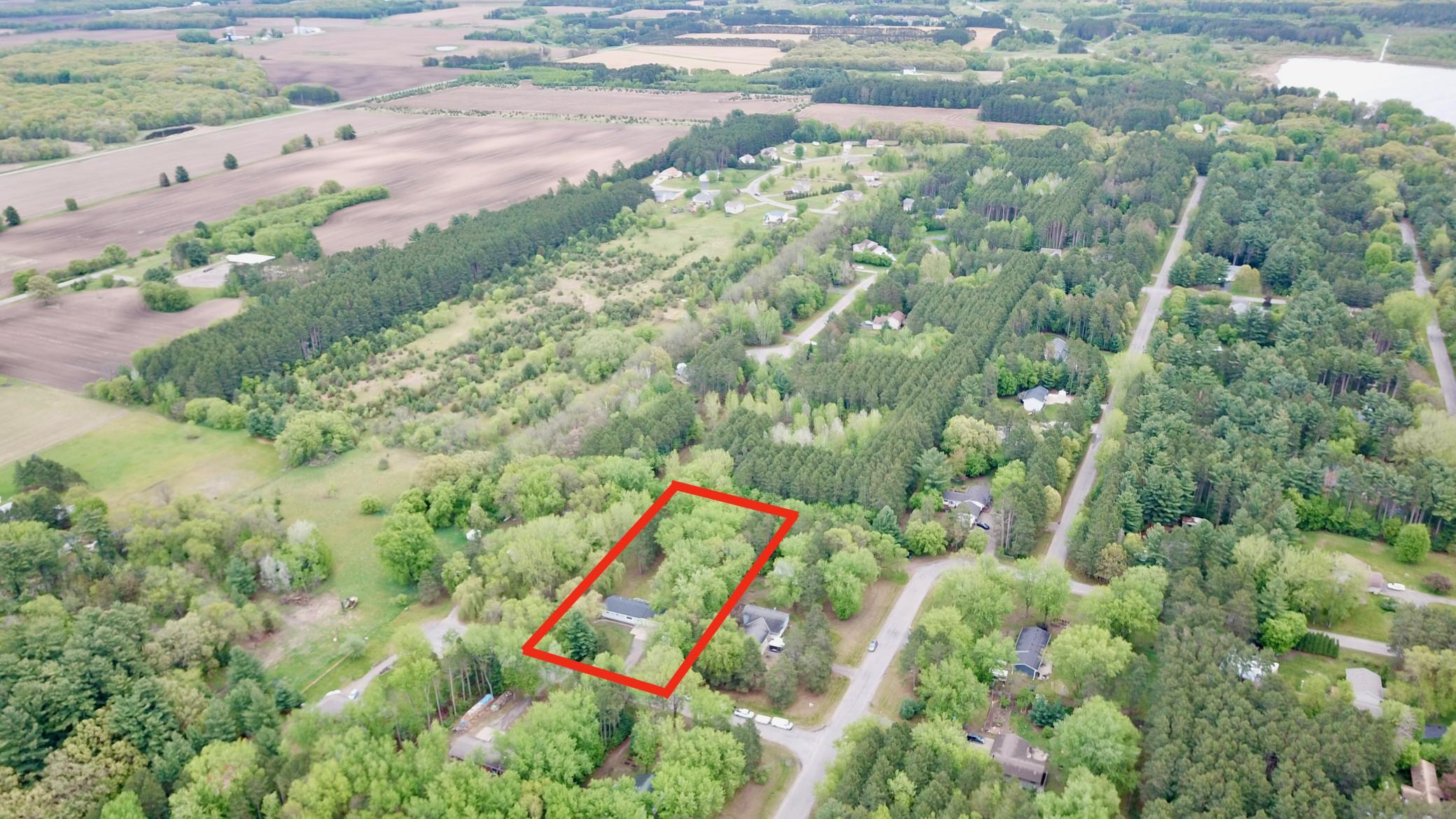 Aerial view. Property lines are approximate.