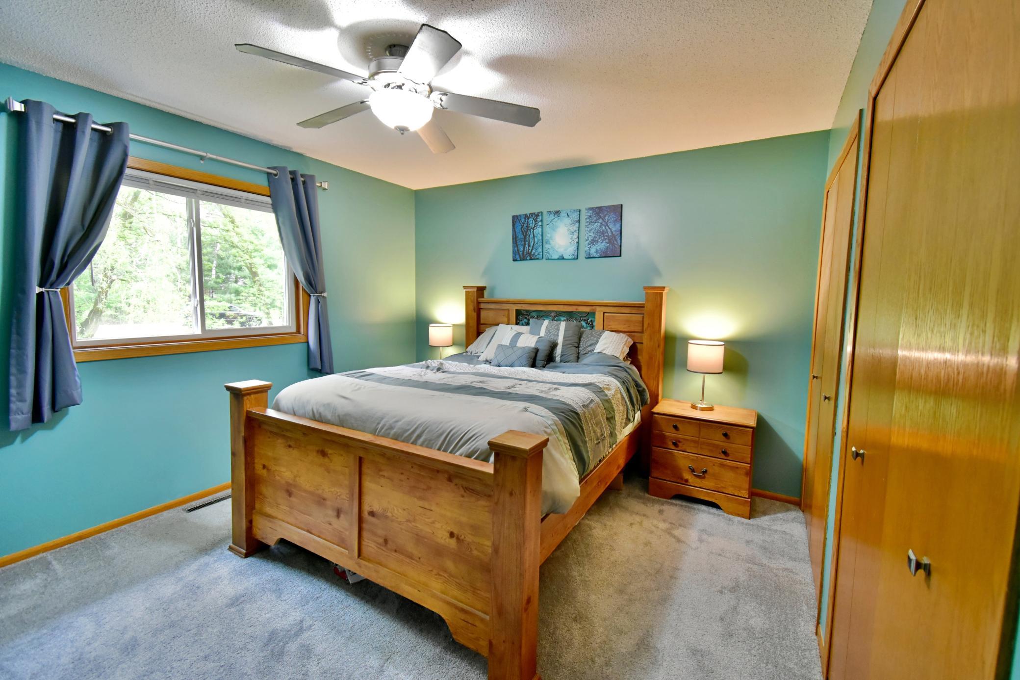 Primary bedroom with two closets.