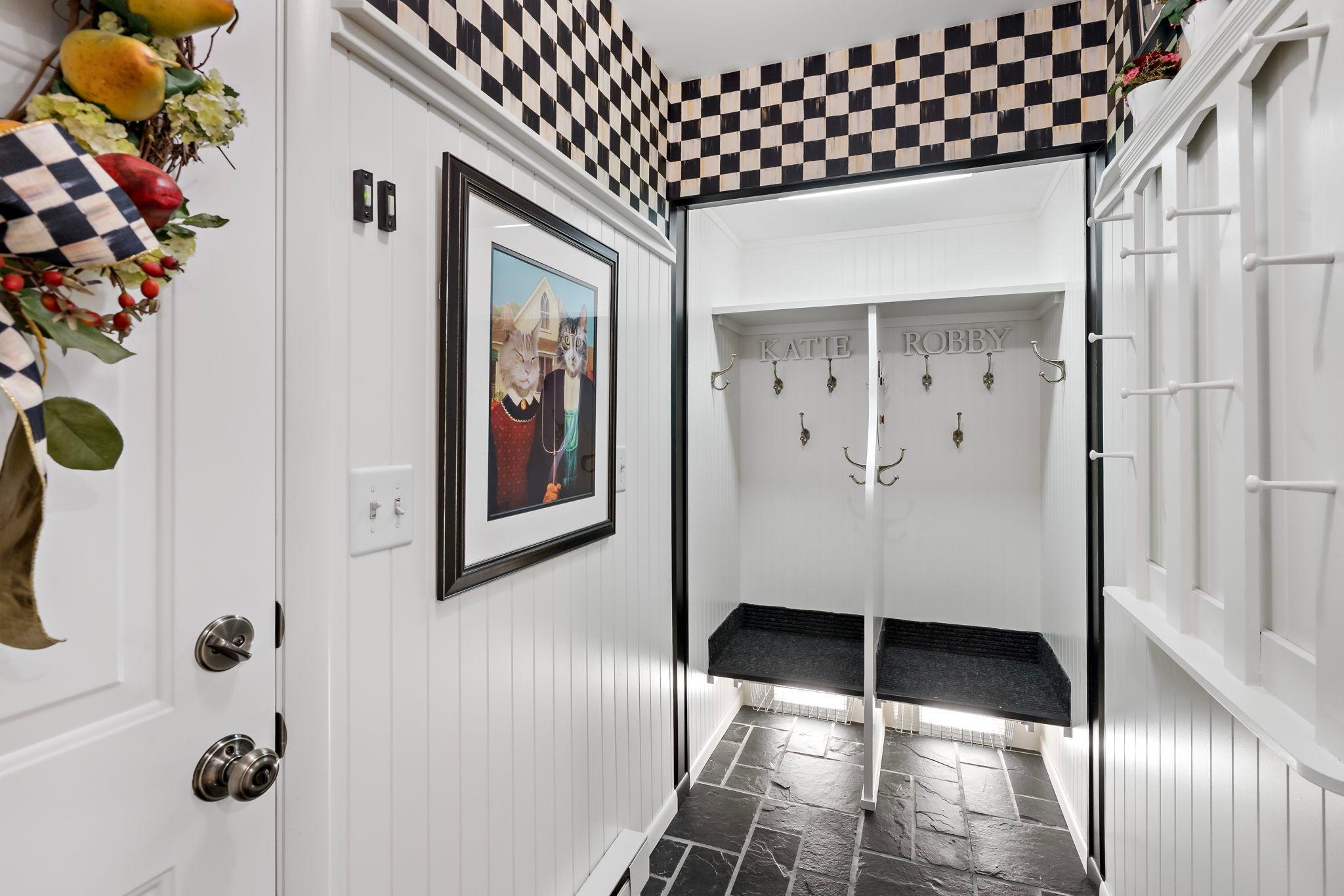 Mudroom off of the kitchen and garage