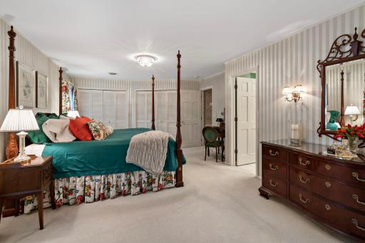 Two separate closets in the primary bedroom