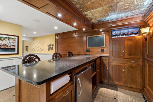 Room for a beverage fridge, microwave, and your favorite barware