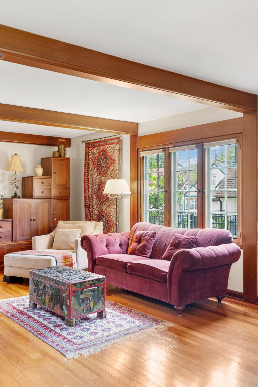 The natural woodwork is gorgeous and has been beautifully preserved