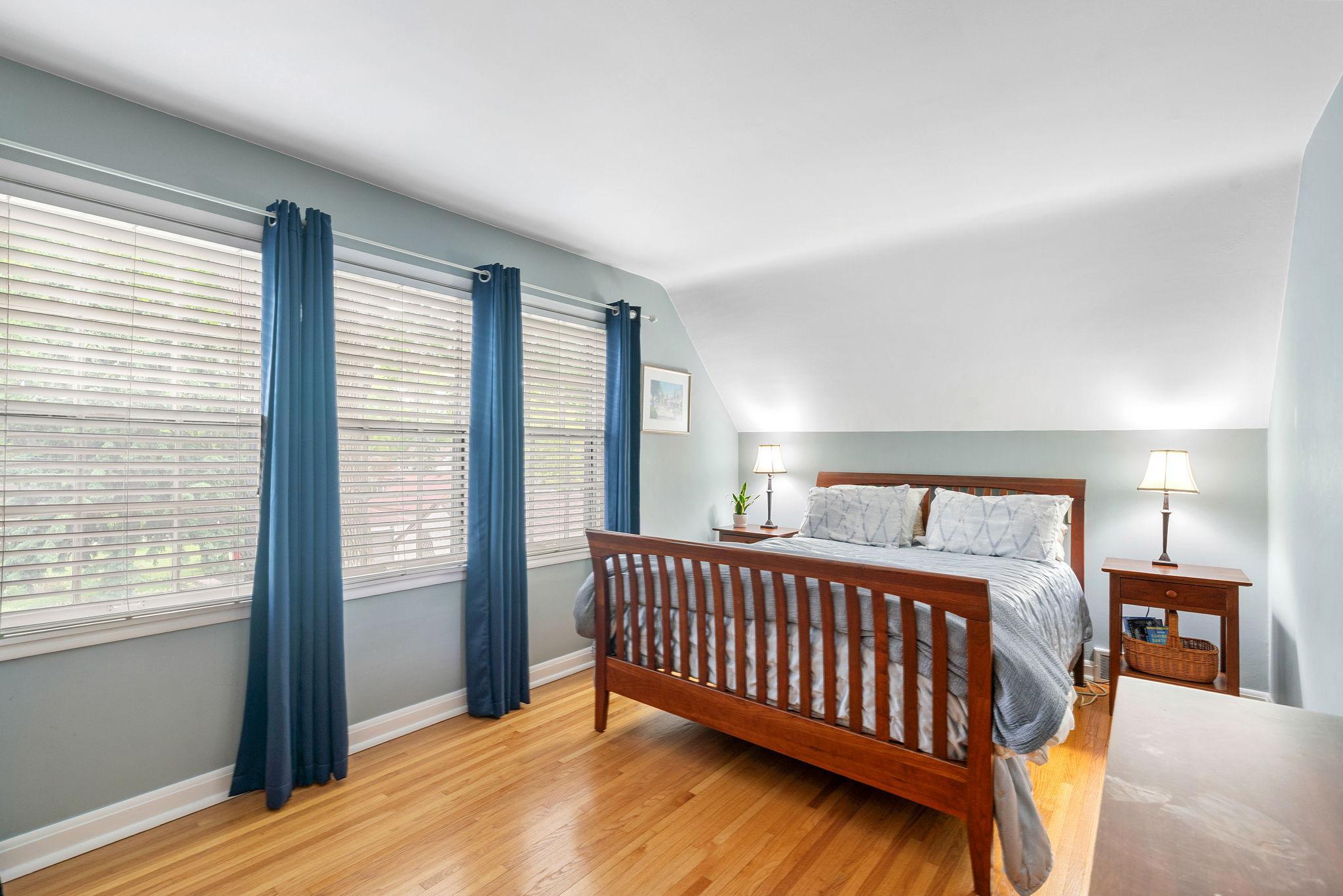 There are three bedrooms upstairs