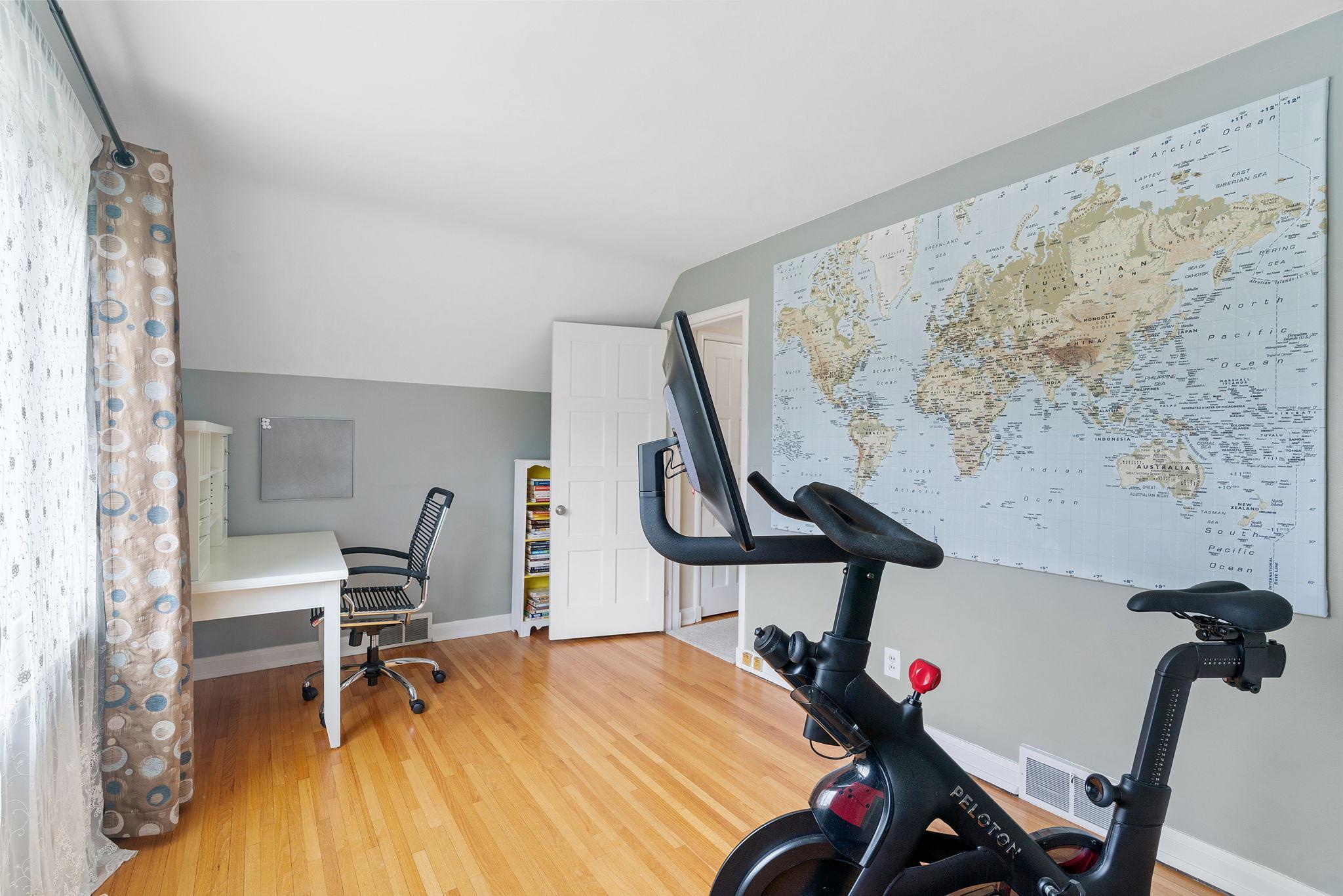 Third bedroom overlooks the Parkway and has been used as an office/workout space