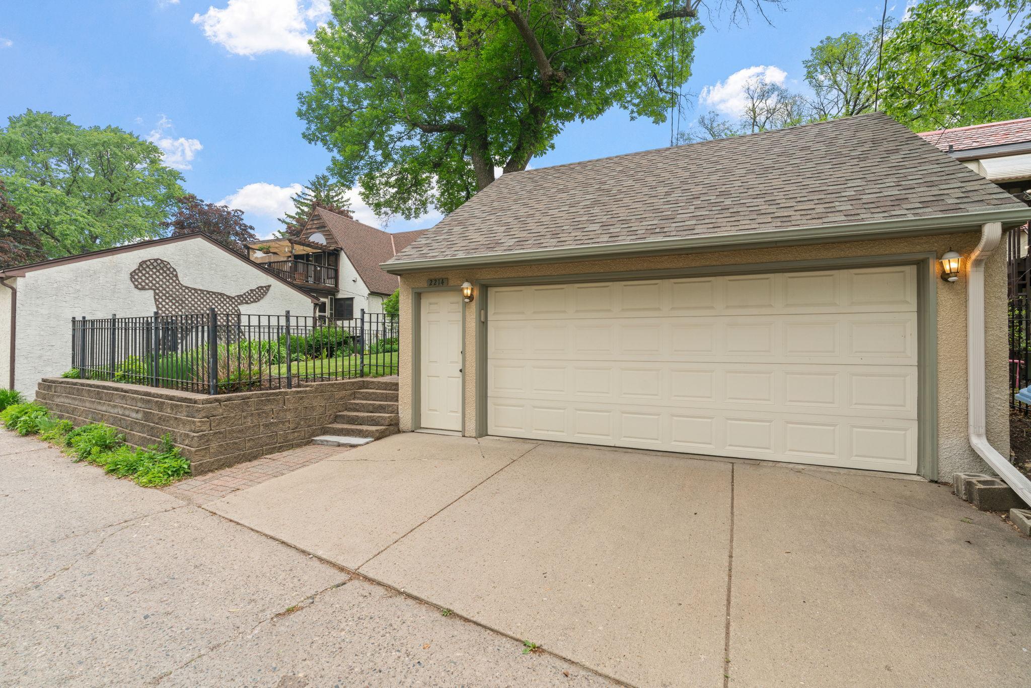 Oversized two car garage with extra storage