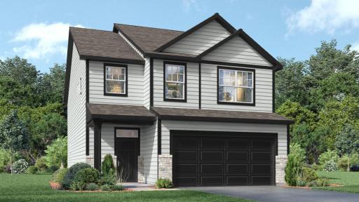 8118 Martin Ave NE features the American classic exterior elevation with accent stone. *Picture is a market rendering. Actual colors will vary.