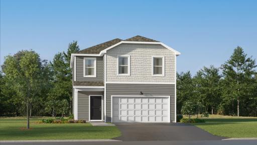(Exterior rendering, actual home's finishes will vary.)