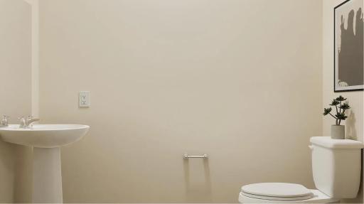 (Rendering, actual home's finishes will vary.) Right off the foyer is a powder room to grant easy convenience to the whole household and visiting guests alike.