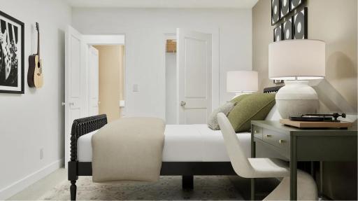 (Rendering, actual home's finishes will vary.) The bedrooms provide a personal refuge away from the main living area