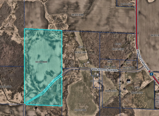 Property is located just west of 47. 409th turns into Xenon at curve.