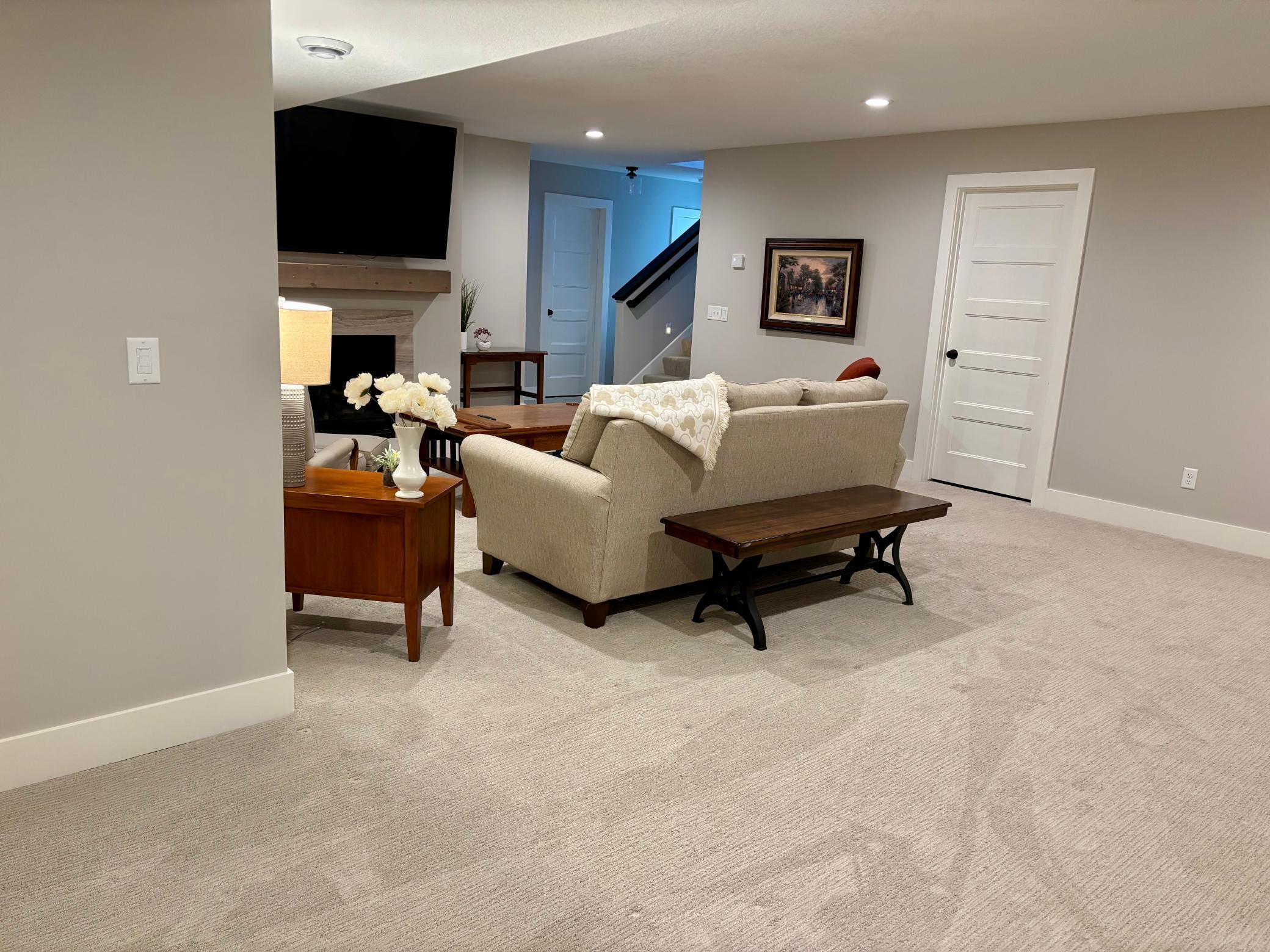 Thoughtfully designed lower level family room.