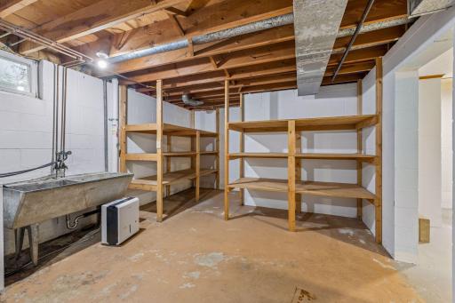 Plenty of storage space here - sturdy built in shelving