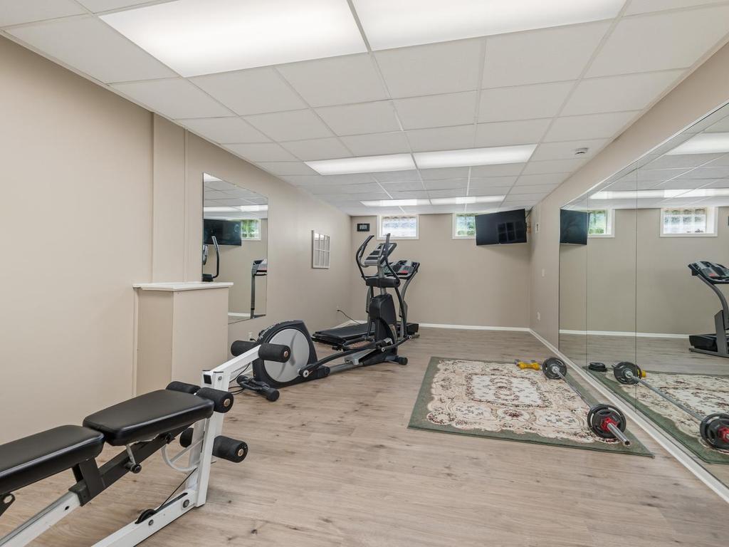 Flex Room has composite flooring & mirrored wall and is perfect for your indoor workout area, yoga or art studio, teen hang-out, or whatever your vision may be!