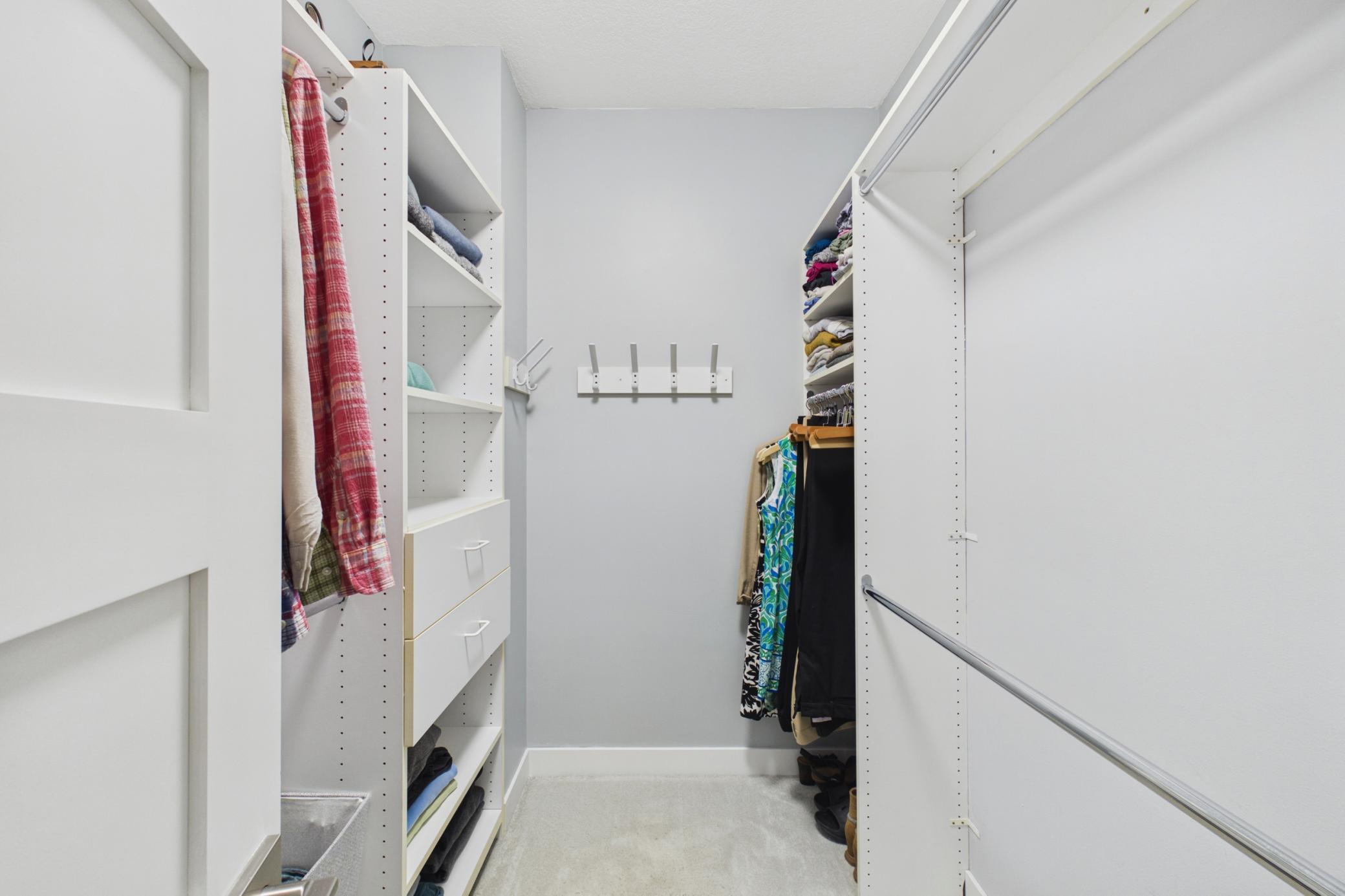 Large walk in primary closet
